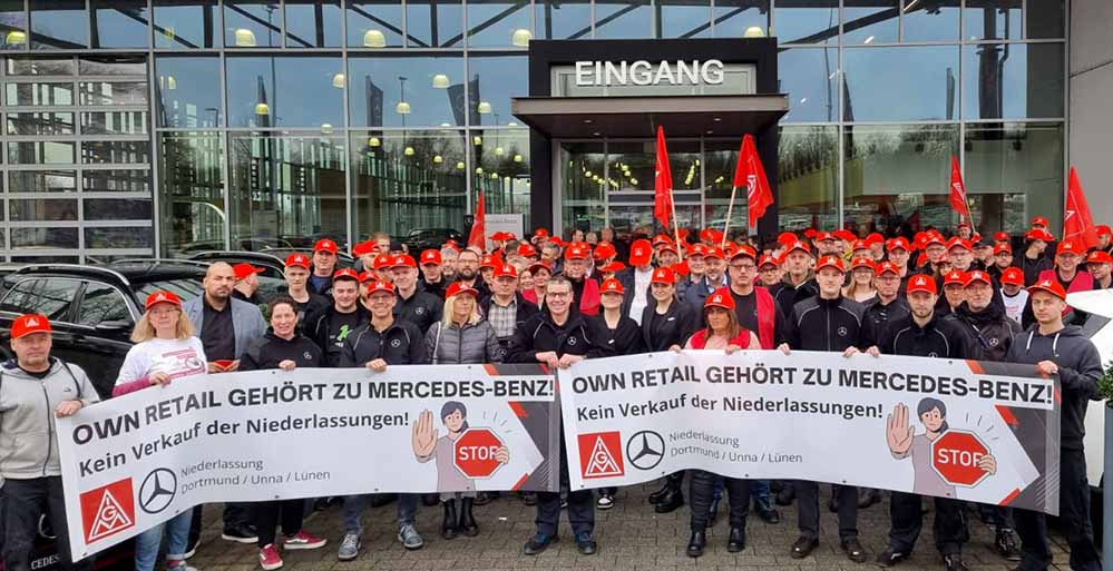 Eine emotionale Betriebsversammlung erlebten Beschäftigten der Niederlassung die Mercedes-Beschäftigten der Niederlassungen Dortmund, Unna und Lünen.