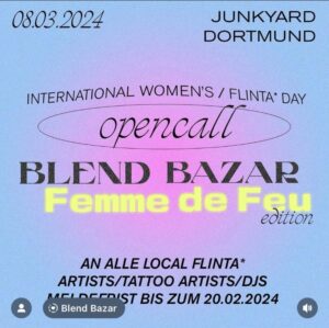 Blend Bazar verspricht für den internationalen Frauentag Live Musik, Local Art, Tattoos und einen DJ Workshop.
