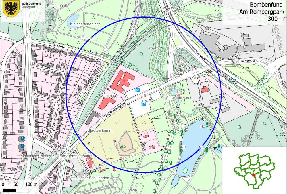 Evakuierungskarte der Stadt