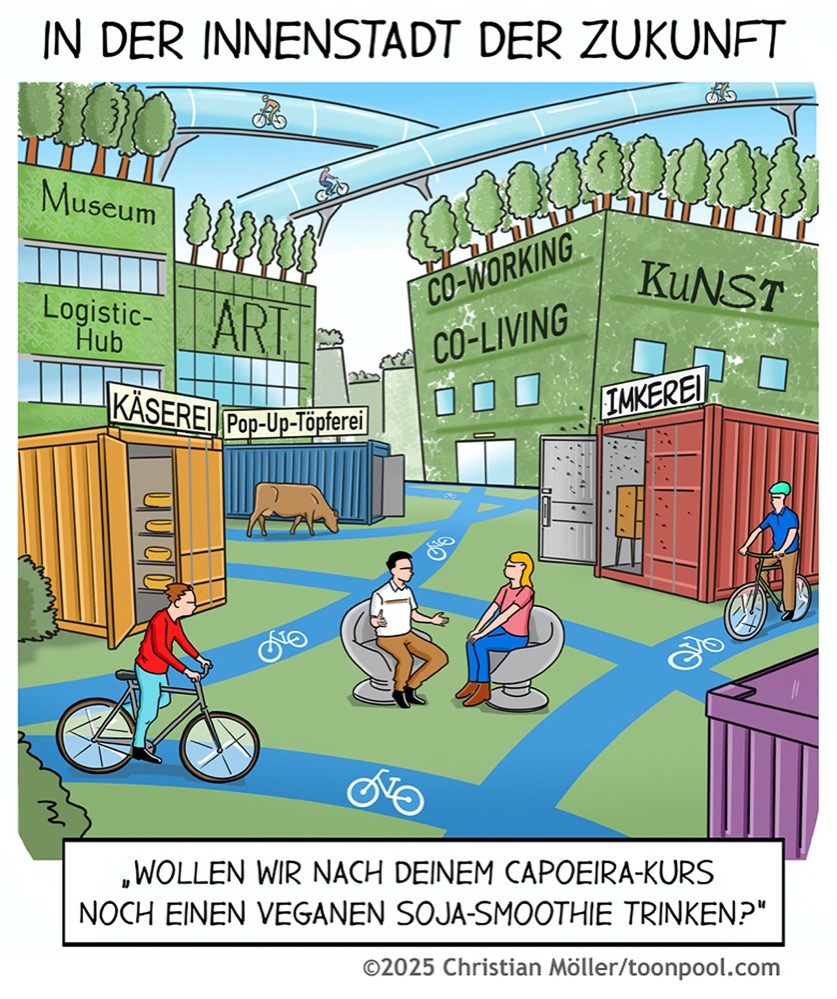 Comic der Innenstadt der Zukunft