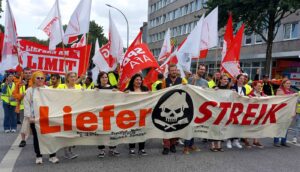Auf dem Frontbanner steht LIEFERSTREIK
