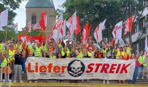 Auf dem Frontbanner steht LIEFERSTREIK