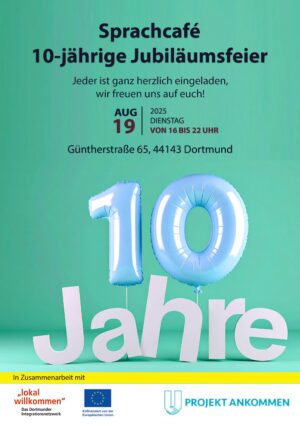 Der Flyer vom Sprachcafe für das 10 Jährige Jubiläum
