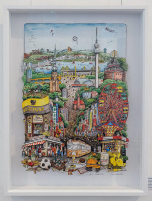 Eines der Werke von Wienand in der Multiple-Machart mit dem Thema: Dortmund.