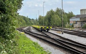Blick vom Tankweg auf die Gleisanlagen des Bahnhofs Westerholz heute