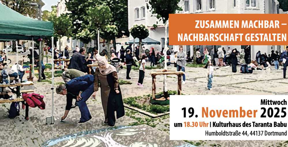 Blick auf ein Nachbarschaftsfest