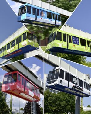 Collage mit H-Bahn-Wagen.
