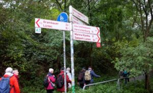 Wegweiser an Wegegabelung