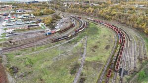 Luftbild des Geländes auf dem das Terminal entsteht