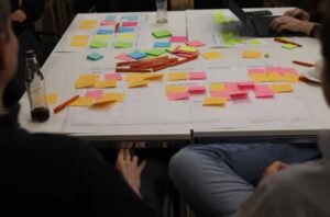 Planungsboard mit bunten Haftnotizen