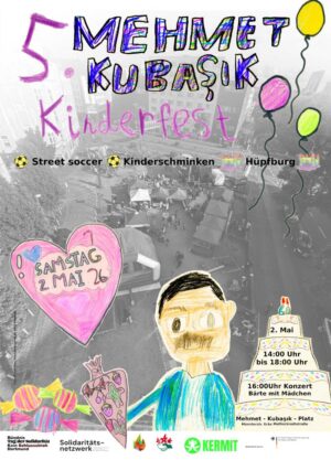 Flyer zur Veranstaltung mit Kinderzeichnungen