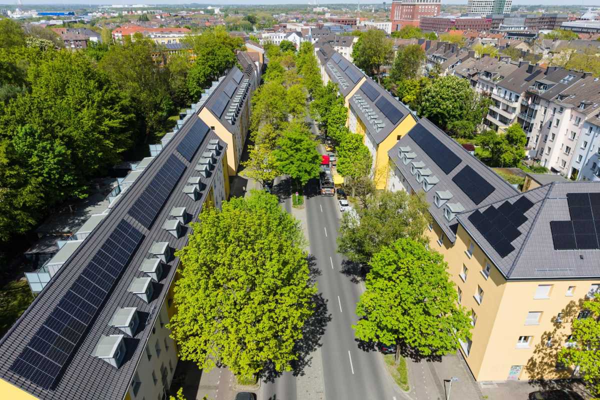 Blick auf die Häuserreihen