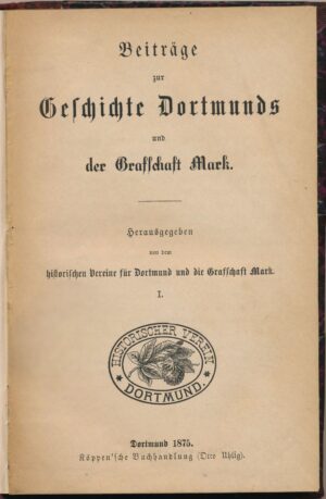 Das Bild zeigt den Innentitel des ersten Beitrags-Bandes des Vereins.