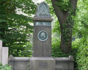 Das Bild zeigt das Grabmal des Vereinsgründers auf dem Melaten-Friedhof.