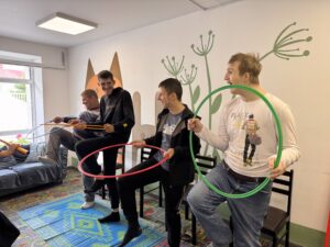 Eine Gruppe von behinderten ukrainischen Kindern bei der Caritas Zhytomyr