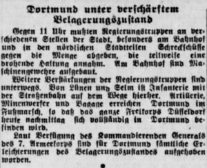 Meldung der "Dortmunder Zeitung" vom 3. Juli 1919.